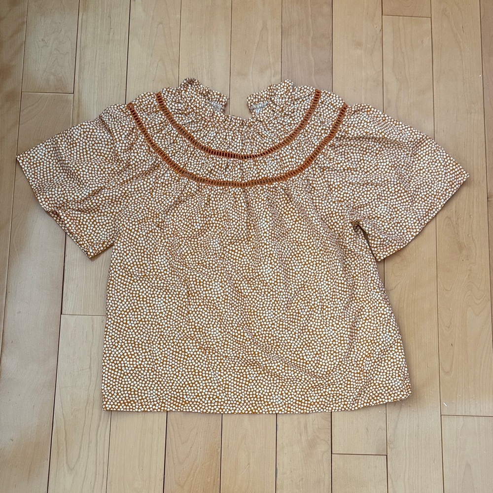 Ann Taylor Brown and White Patterned Blouse